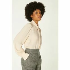 LK Bennett Cream Sonya Crepe Blouse With Pearl Buttons