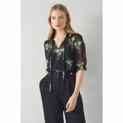 LK Bennett Margot Meadow Print Frill Collar Blouse