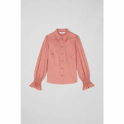 LK Bennett Pink Etten Cotton Sateen Shirred Cuff Blouse -LK Bennett Shop unnamed file 2393