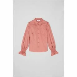 LK Bennett Pink Etten Cotton Sateen Shirred Cuff Blouse -LK Bennett Shop unnamed file 2394