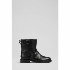 LK Bennett Niky Black Leather Biker Ankle Boots