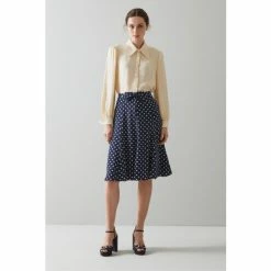 LK Bennett Mathilde Blue Cream Polka Dot Skirt -LK Bennett Shop unnamed file 2421