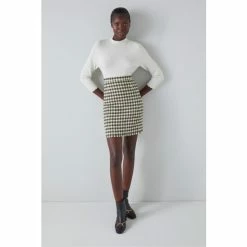 LK Bennett Black Keeler Gingham Tweed Mini Skirt