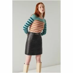 LK Bennett Aubree Black Croc-Embossed Leather A-Line Skirt -LK Bennett Shop unnamed file 2469