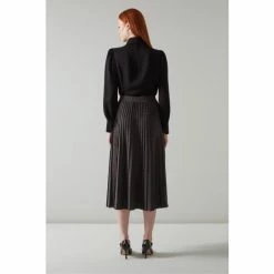 LK Bennett Andrea Black Metallic Yarn Scallop Pleated Midi Skirt -LK Bennett Shop unnamed file 2483