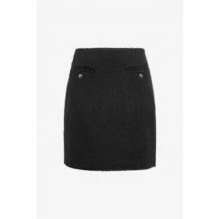 LK Bennett Black Charlee Bouclé Skirt With Trim