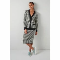 LK Bennett Lea Blue And Cream Gingham Check Knitted Skirt -LK Bennett Shop unnamed file 2493