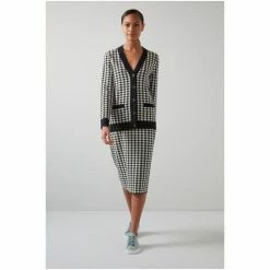 LK Bennett Lea Blue And Cream Gingham Check Knitted Skirt -LK Bennett Shop unnamed file 2495