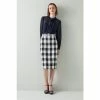 LK Bennett Blue Maren Large Check Pencil Skirt