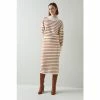 LK Bennett Cream Isabella Stripe Merino Wool Skirt