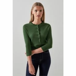 LK Bennett L.K.Bennett Dark Green Bonnie Merino Wool Cardigan