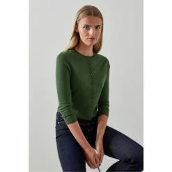 LK Bennett L.K.Bennett Dark Green Bonnie Merino Wool Cardigan -LK Bennett Shop unnamed file 2533