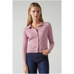 LK Bennett Pink Monmouth Ribbed Sustainably Sourced Merino Wool Cardigan -LK Bennett Shop unnamed file 2564