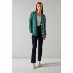 LK Bennett Green Maude Check Mohair-Blend Long Cardigan -LK Bennett Shop unnamed file 2568