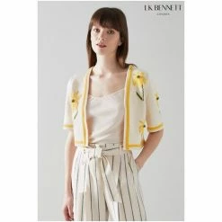 LK Bennett Lucia Yellow Embroidered Knit Cardigan -LK Bennett Shop unnamed file 2574