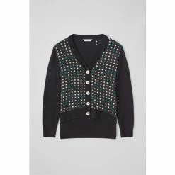 LK Bennett Maisie Black Merino Wool Spot Front Cardigan -LK Bennett Shop unnamed file 2578