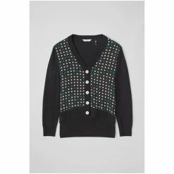 LK Bennett Maisie Black Merino Wool Spot Front Cardigan -LK Bennett Shop unnamed file 2579