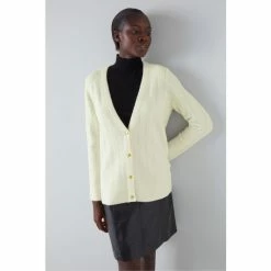 LK Bennett Cream Orla Bubble Knit Longline Cardigan