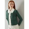 LK Bennett Paris Green Knit Blouse Cardigan