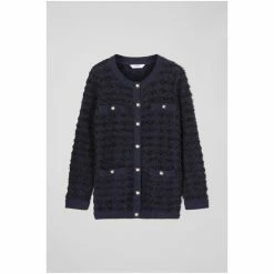 LK Bennett Blue Clyde Boucle Metallic Fibre Cardigan -LK Bennett Shop unnamed file 2621