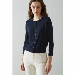LK Bennett Blue Bonnie Merino Wool Cardigan