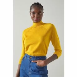 LK Bennett Yellow Betty Merino Wool Scallop Edge Jumper