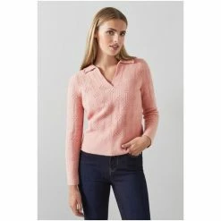 LK Bennett Pink Orla Bubble Knit Lace Collar Jumper -LK Bennett Shop unnamed file 2667