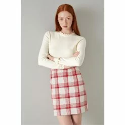 LK Bennett Cream Keeler Merino Cotton Scallop Neck Jumper