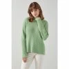 LK Bennett Melody Mint Green Cotton Wool Wide Rib Knit Jumper