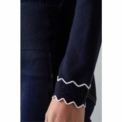 LK Bennett Navy Blue Keeler Merino Cotton Scallop Neck Jumper -LK Bennett Shop unnamed file 2695