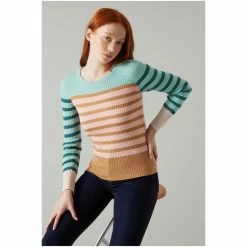 LK Bennett Pink Love Multi-Stripe Sustainably Sourced Merino Wool Ribbed Jumper -LK Bennett Shop unnamed file 2717