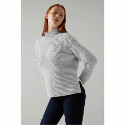 LK Bennett Grey Melody Wool Cotton Ribbed Turtle Neck Jumper -LK Bennett Shop unnamed file 2731