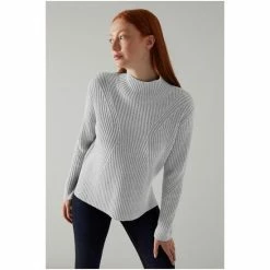 LK Bennett Grey Melody Wool Cotton Ribbed Turtle Neck Jumper -LK Bennett Shop unnamed file 2732
