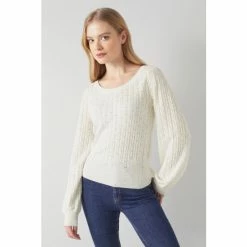LK Bennett Cream Emma Cotton-Wool Lacy Jumper