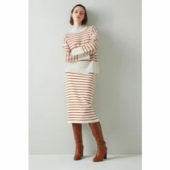 LK Bennett Isabella Cream Stripe Merino Wool Jumper