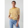 LK Bennett Madison Cream/Gold Metallic Stripe Knitted Top