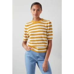 LK Bennett Madison Cream/Gold Metallic Stripe Knitted Top