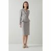 LK Bennett Nina Teal Blue Houndstooth Check ECOVERO™ Blend Peplum Jacket