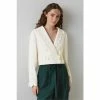 LK Bennett Cream Venice Tweed Scallop Edge Cropped Jacket