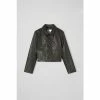 LK Bennett Aubree Dark Green Leather Cropped Jacket