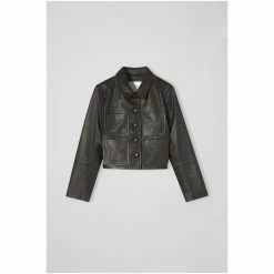 LK Bennett Aubree Dark Green Leather Cropped Jacket -LK Bennett Shop unnamed file 2803