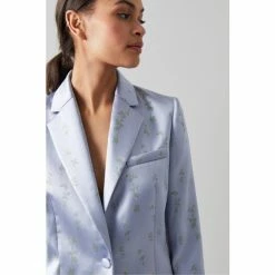 LK Bennett X Royal Ascot Rosalind Blue Satin Floral Jacquard Jacket -LK Bennett Shop unnamed file 2837