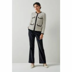 LK Bennett Cream Priya Stripe Tweed Jacket