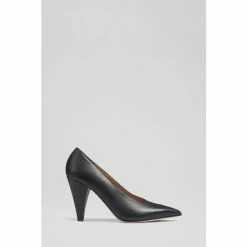 LK Bennett Micaela Leather Cone Heel Black Courts