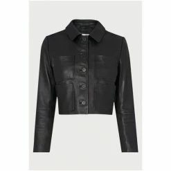 LK Bennett Aubree Black Leather Cropped Jacket -LK Bennett Shop unnamed file 2868