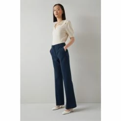 LK Bennett Blue Halina Crepe Flared Tailored Trousers -LK Bennett Shop unnamed file 2871