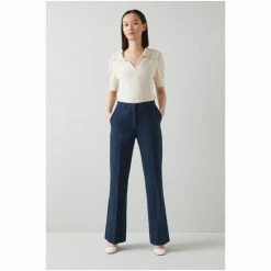 LK Bennett Blue Halina Crepe Flared Tailored Trousers -LK Bennett Shop unnamed file 2873