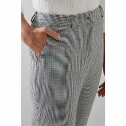 Lk Bennett Cream Nina Teal Houndstooth Check EcoVero Blend Tailored Trousers -LK Bennett Shop unnamed file 2886
