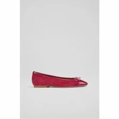LK Bennett Kara Red Suede And Patent Toe Cap Ballerina Flats