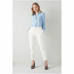 LK Bennett Bree White Pinstripe Stretch Cotton Tailored Trousers